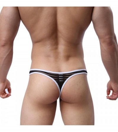 G-Strings & Thongs UltraHot Men's Thong Men's G-String Comfort Thong Low Raise Underwear Honey Bubble - Black - CL187Q6YL72 $...