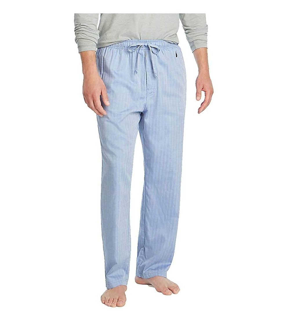 Sleep Bottoms Men's Soft Woven 100% Cotton Elastic Waistband Sleep Pajama Pant - Blue Bone - C411JWI289J $32.43