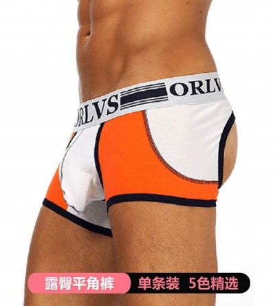 Briefs Men's Athletic Supporter Sexy Buttocks Briefs Performance Jockstrap Underwear - Orange - C618AA04L3W $28.88