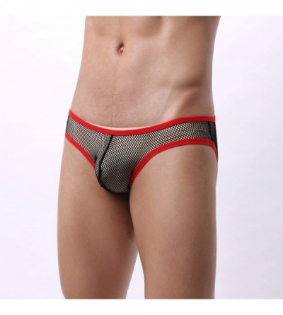 Briefs Men's Openwork Mesh Breathable Underwear Lingerie Bodysuit Briefs - Za4-47 B - CA19DU8HAEM $12.51