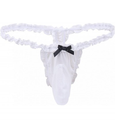 G-Strings & Thongs Mens Sissy Mesh Sheer Crossdress G-String Thong Micro Bikini Briefs Panties Lingerie Underwear - White - C...
