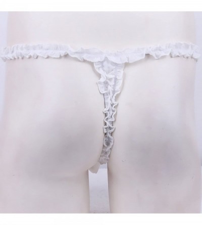 G-Strings & Thongs Mens Sissy Mesh Sheer Crossdress G-String Thong Micro Bikini Briefs Panties Lingerie Underwear - White - C...