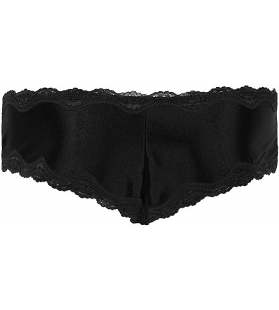 Briefs Mens Sissy Bulge Pouch Panties Lacework Bikini Briefs Crossdress Naughty Lingerie Nightwear - Black - CI199UNYSHK $19.79