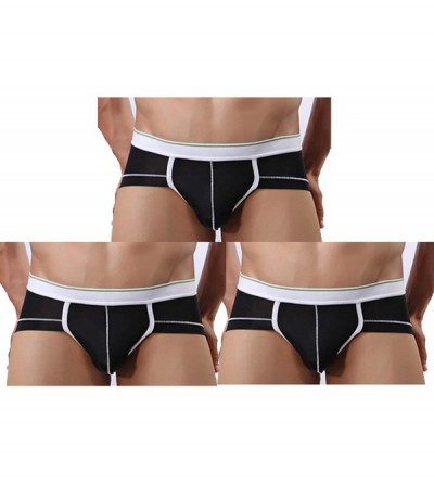 Briefs Mens Ice Silk Breathable Triangle Underwear Briefs Pack - Pack 3 Black - C318EORT9YN $31.04