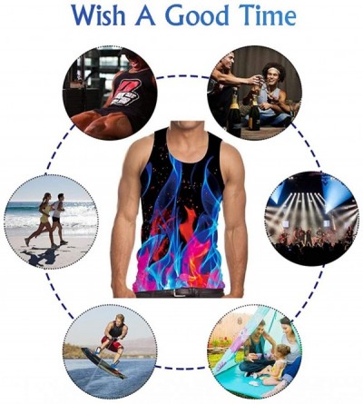 Undershirts Men's All Over Print Funny Tank Tops Breathable Summer Casual Sleeveless Beach Graphic Tee/Swimming Trunks - Fire...