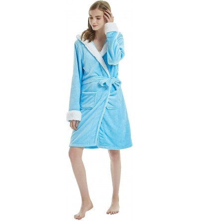 Robes Unisex Adult Bathrobe Hooded Animal Robe Fleece Cosplay Costume Plush Robe - Blue Unicorn - CN18ZQ82EYU $34.07