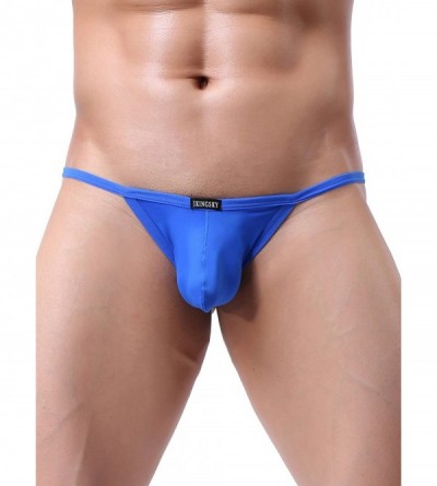 G-Strings & Thongs Men's Pouch Thong Underwear Sexy Low Rise Bulge Underwear - Blue - C9199A9OOSM $11.47