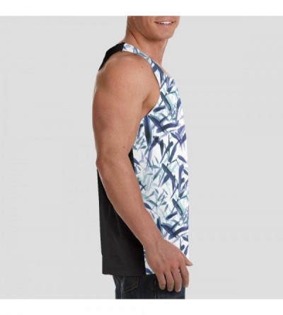 Undershirts Men's Sleeveless Undershirt Summer Sweat Shirt Beachwear - Bamboo Night - Black - CU19CK63G65 $15.45