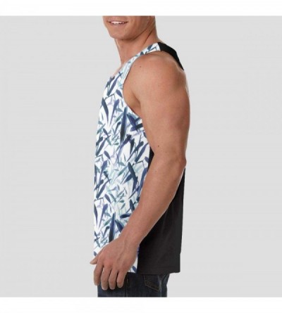 Undershirts Men's Sleeveless Undershirt Summer Sweat Shirt Beachwear - Bamboo Night - Black - CU19CK63G65 $15.45