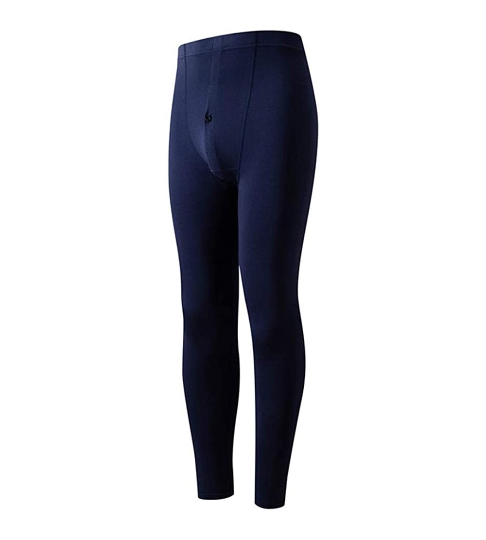 Thermal Underwear Mens Ultra Soft Thermal Underwear Bottoms Leggings - Navy - CV1922X6KCN $25.75