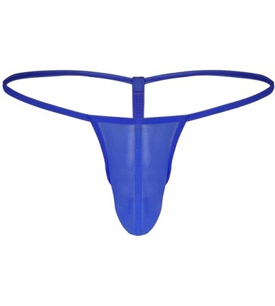 G-Strings & Thongs Men's Sheer Mesh Fishnet Bikini Briefs Bulge Pouch G-String Thong T-Back Underwear - Blue - C019838UGQQ $8.29