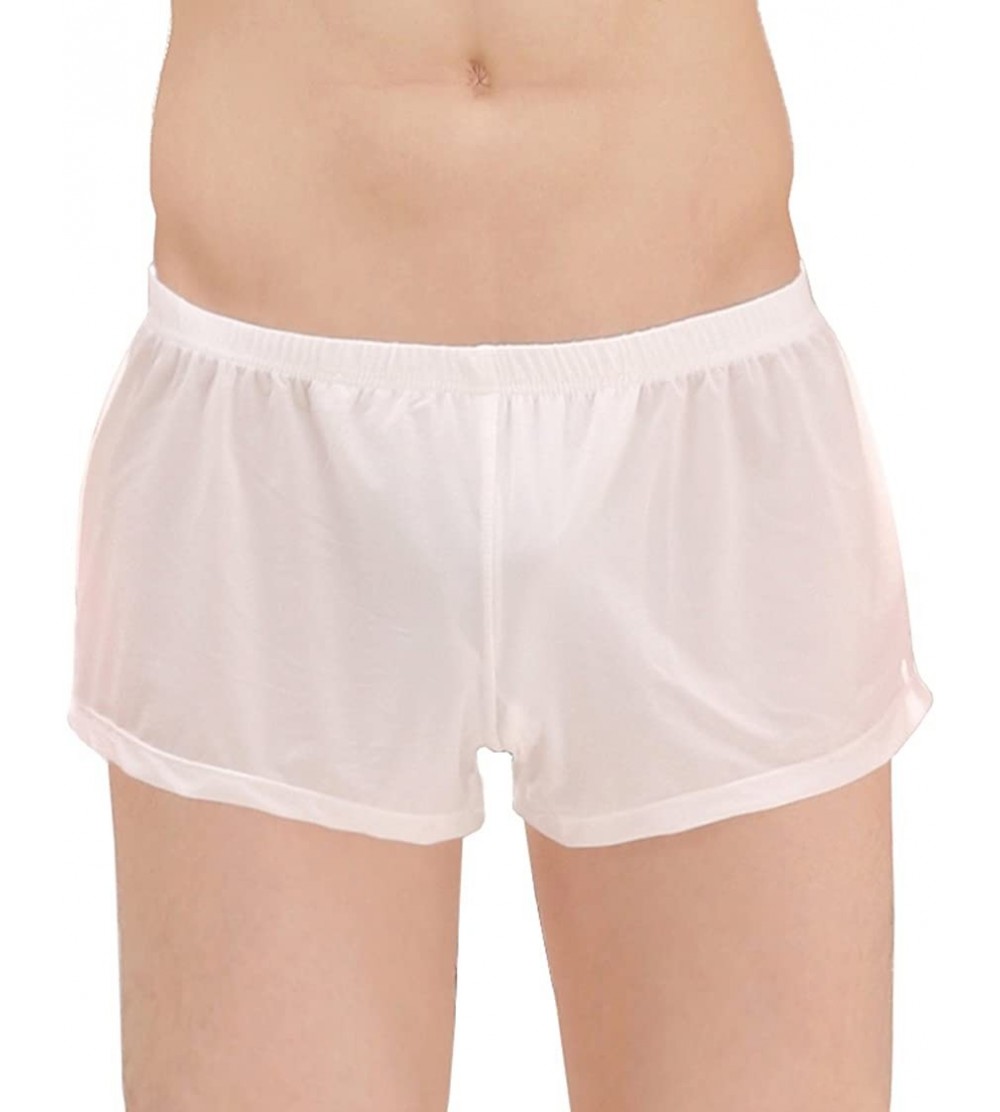Boxer Briefs Men's Ice Silk Fashion Ultra-Thin Boxer Briefs 1-4 Pack Underwear Trunk - White - C217YALXORC $9.34