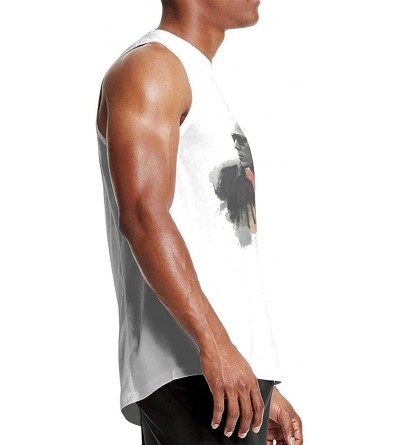 Undershirts Men's Black Summer Round Neck Sleeveless T-Shirt Weird Sleeveless Vest for Home - Tiesto5 - CO190X0GM02 $27.07