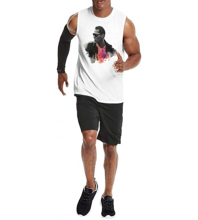 Undershirts Men's Black Summer Round Neck Sleeveless T-Shirt Weird Sleeveless Vest for Home - Tiesto5 - CO190X0GM02 $27.07