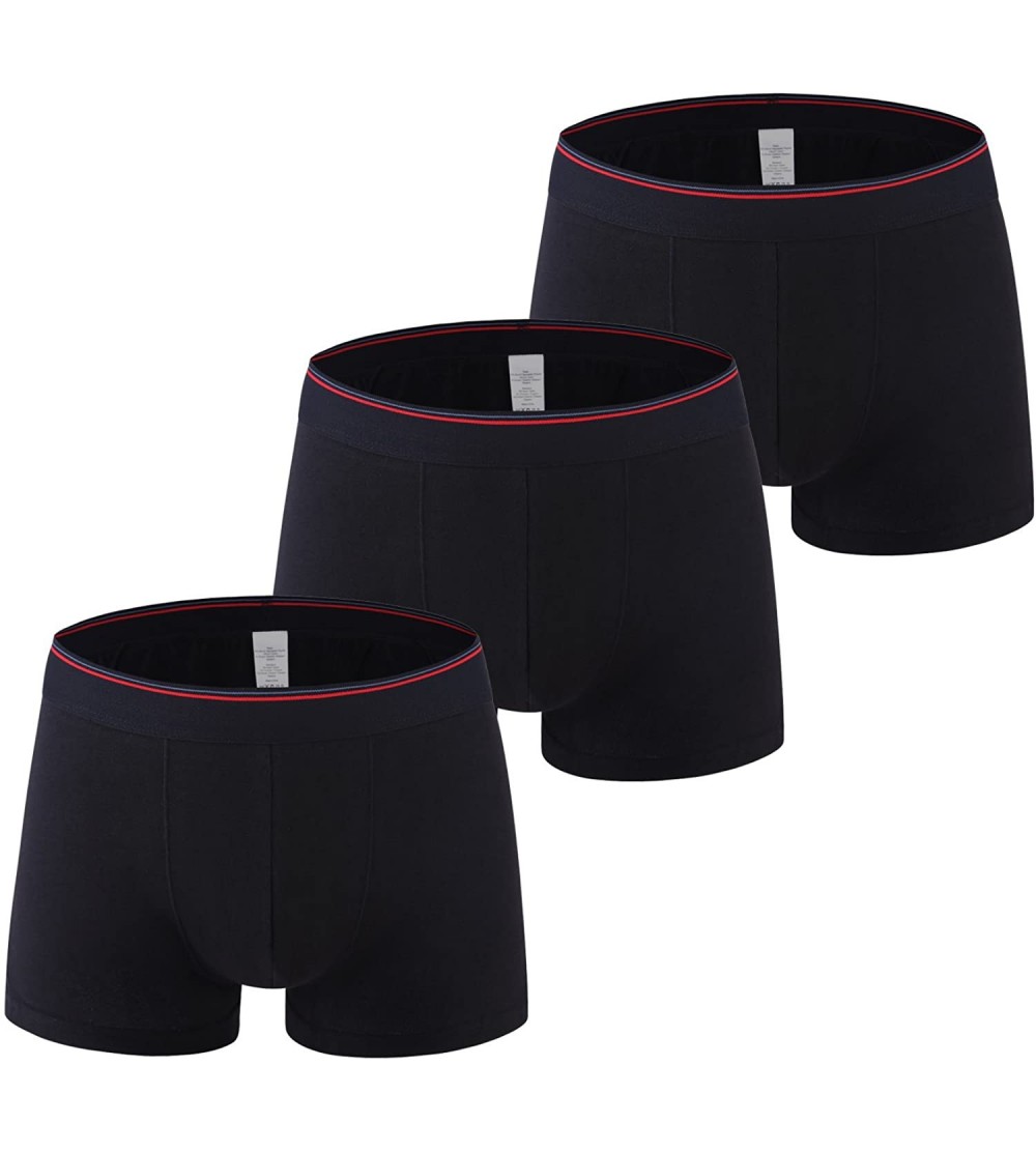 Boxer Briefs Men's Cotton Boxer Shorts ComfortableTrunks Briefs 3 Packs - Black - C2186I0EZRY $22.48