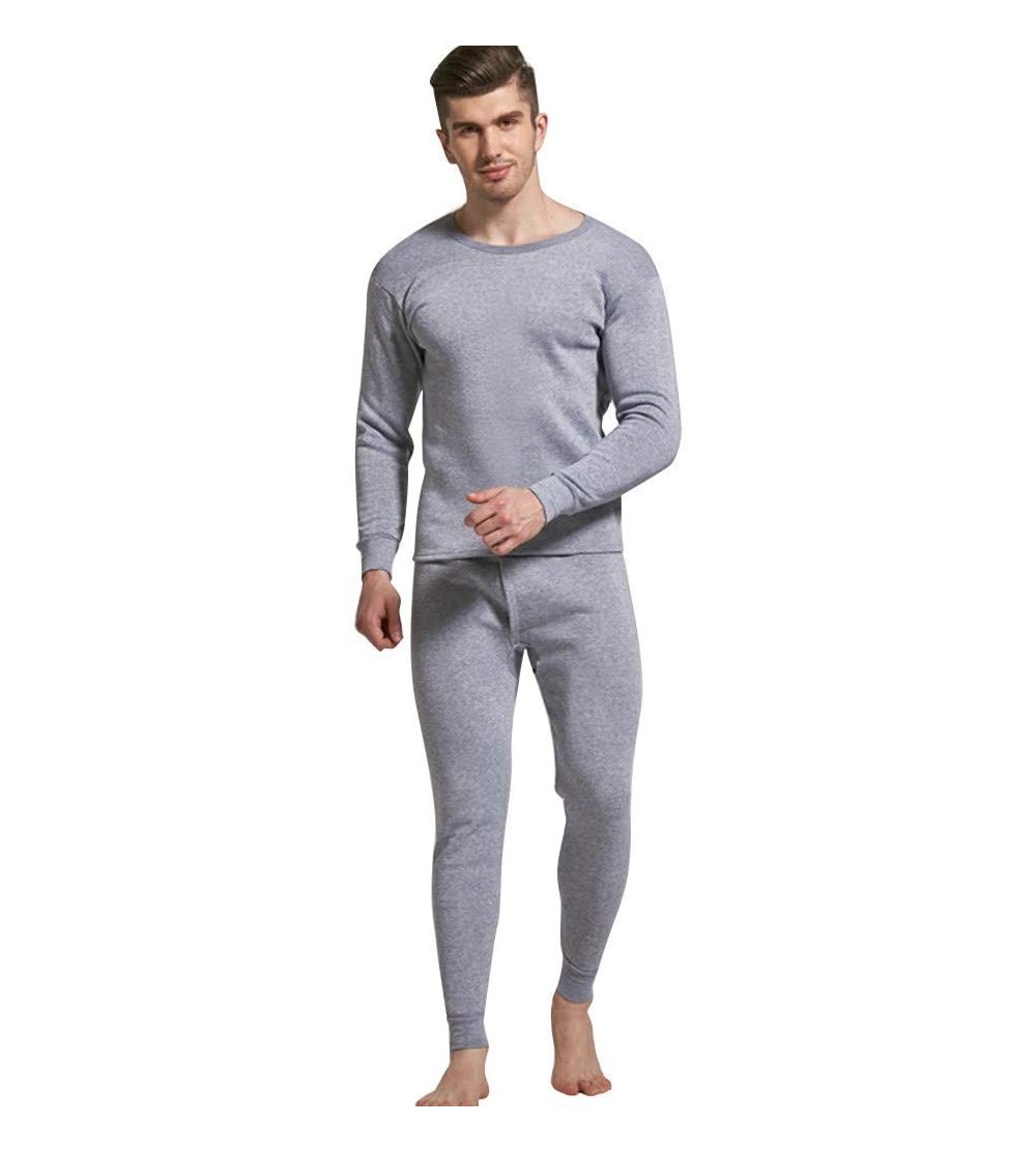 Thermal Underwear Men's Thermal Underwear Set Winter Long Johns Soft Base Layer Fleece Lined Basic Warm O Neck Union Suit Tro...