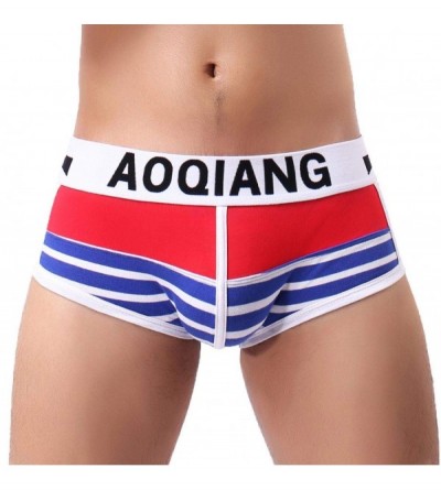 Boxer Briefs Men's Underwear-Soft Comfy Breathable Striped Boxer Briefs Underpants (S- Blue) - Blue - CS18H8THT6W $10.95