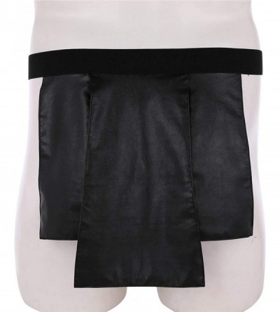 G-Strings & Thongs Men Underwear Soft Panel Faux Leather Low Rise Metal Studded Homme Skirt Lingerie - L - CC198ZUA6XA $30.71