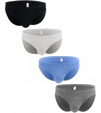Briefs Men's Bulge Briefs Seamless Front Pouch Underwear Sexy Low Rise Mens Under Panties - 4 Pack - CE19463TSYQ $41.01