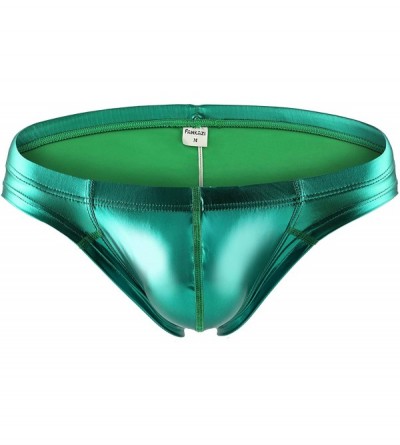 Boxer Briefs Men's Bikini Briefs Metallic Bulge Pouch Underwear Low Waist Underpants - Green - CH18AE2ALQ0 $13.31