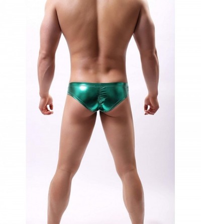 Boxer Briefs Men's Bikini Briefs Metallic Bulge Pouch Underwear Low Waist Underpants - Green - CH18AE2ALQ0 $13.31