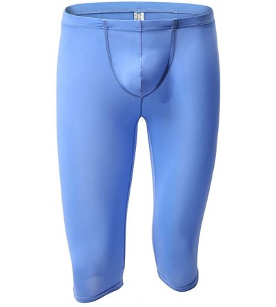 Briefs Men's Ice Silk Sexy Solid Color Breathable Youth Ice Silk Trousers - Blue - C018TGUUM89 $15.11
