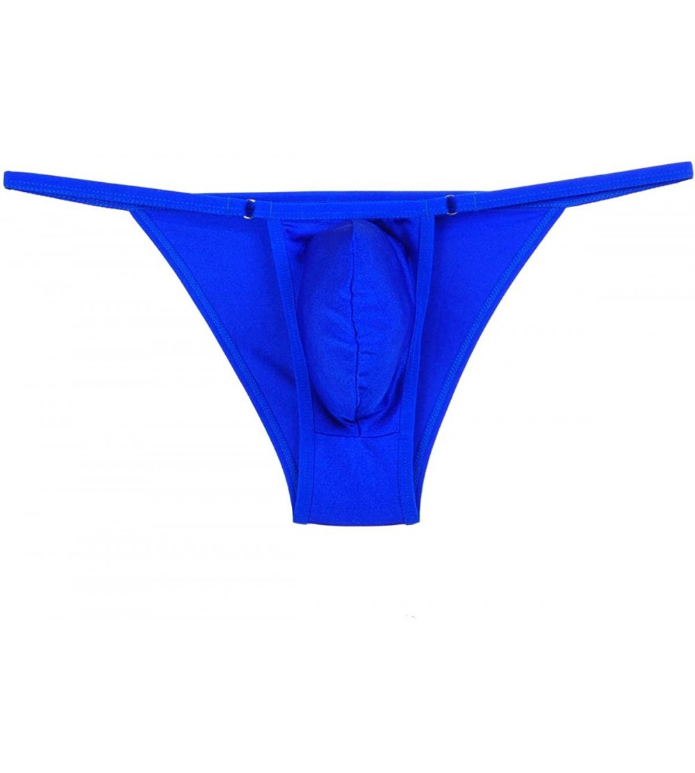 Bikinis Men's Spandex Bikini Elastic Iron G-String Gay Men Mini Briefs Underwear Micro Trunks - Blue - CR12O5FIH57 $8.39