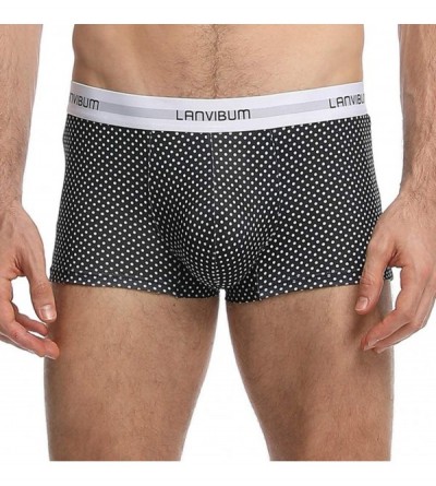 Thermal Underwear Men's Underwear-Mid-Waist Breathable Sexy Comfortable Dot Print Panties Boxer Briefs - Black - CU197MI5N5C ...
