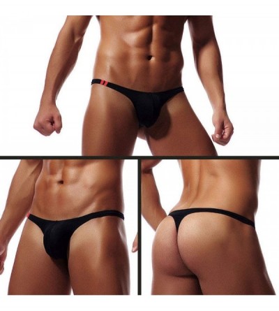 G-Strings & Thongs Men's Low Rise Stretch Thong Mens Underwear Briefs Sexy T-Back G-String 1PC - Black - CV18RRCR4D3 $12.68