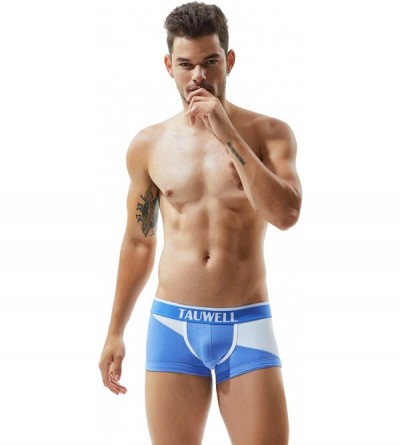 Boxer Briefs Mens Low Rise Sexy Trunk Boxer Brief Short Pants Underwear - 7203 Sky/White - CE18HMYMLCC $17.88