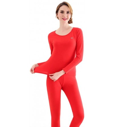 Thermal Underwear Thermal Underwear for Women Men's Seamless Elastic Thermal Underwear Inner Wear Winter Warm Clothes - Red -...