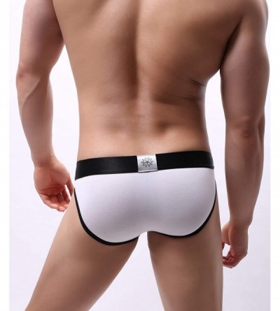 Briefs Breathable Cotton Underwear Men's Fashion Wide Belt Briefs Underpants - White - CO18U77KG0O $10.80