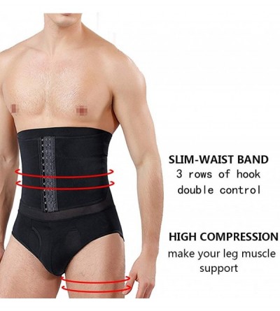Boxer Briefs Mens High Waist Compression Shapewear Slimming Body Shaper Tummy Control Shorts Briefs Underwear - Black-hooks -...