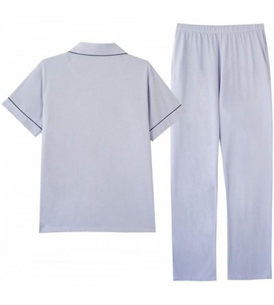 Sleep Sets Pajamas for Men Summer-100% Cotton Men's Lightweight Button Down Pajama Set- Long Cotton Pjs Pajamas Set - CR199AR...
