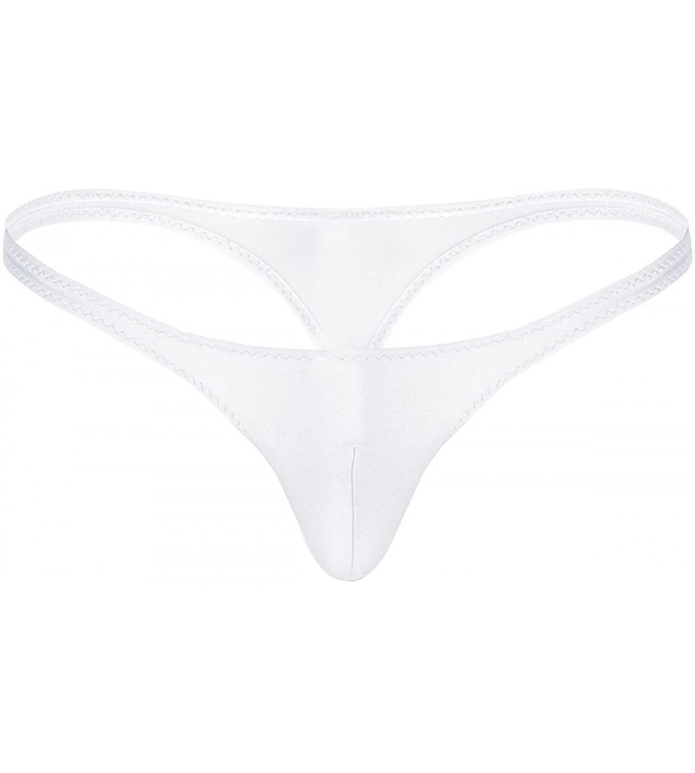 G-Strings & Thongs Sexy Men's Spandex Low Rise Bikini Briefs Backless Thong Jockstraps Underwear - White - CF18EIGZ64G $15.36