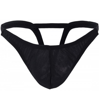 Briefs Men's Low Rise G-String Thongs Underwear Jockstrap Bugle Pouch Mini Bikini Briefs Lingerie - Black - CY18KHSDY8L $16.68