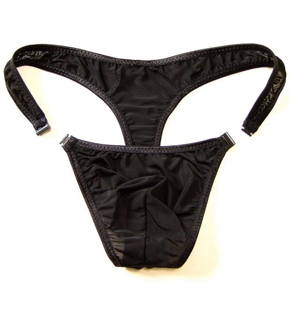G-Strings & Thongs Sexy Underwear Translucent Men Nylon Thongs on Bikini Briefs G-Strings/Jocks/Tanga/T-Back Size - Black - C...