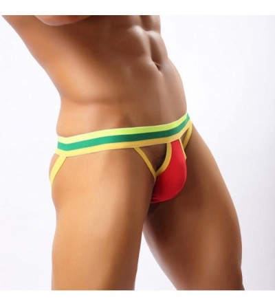 Briefs Men's Underwear- Hollow Out Men Underwear Boxers Bulge Pouch Men Shorts Hot - Red - CL12O8R0LYA $11.16
