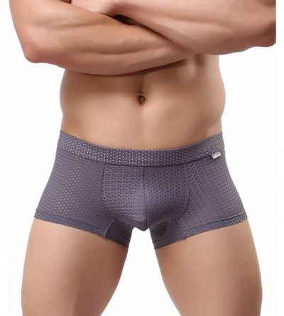 Boxer Briefs Comfortable Men's Fashion Sports Shorts Mesh Boxer Briefs 1015 - Gray - C412JURIIZ9 $13.12