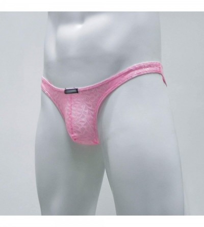 G-Strings & Thongs Nylon Underwear Men Thongs G Strings Lace Soft See Through Jockss Erotic Pouch Sissy Panties Briefs - Pink...