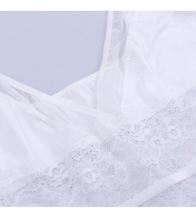 Baby Dolls & Chemises Women's Plus Size Lace Lingerie Babydoll Front Slit Mesh Chemise Sleepwear L-4XL - White - CD18N6G2NG3 ...