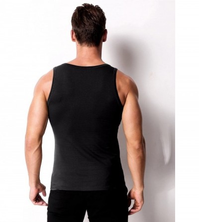 Undershirts Men's Tank Top Cotton Workout A-Shirt Sleeveless Casual Undershirt Sport Muscle Classic Tee - Black - CB17YYKHCS0...