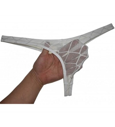 G-Strings & Thongs Men's Jacquard Weave String Thong Underpants Low-Rise See-Through Tangas - 5-pack White - CY192QOAMC8 $20.37