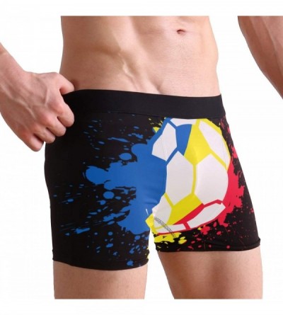 Boxer Briefs Mens Boxer Briefs Underwear Rupture Chicago Flag Breathable Pouch Soft Underwear - Romanian Flag on Soccer Ball ...