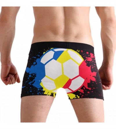 Boxer Briefs Mens Boxer Briefs Underwear Rupture Chicago Flag Breathable Pouch Soft Underwear - Romanian Flag on Soccer Ball ...