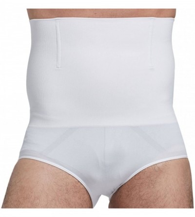 Shapewear Men's Slimming High Waist Body Shaper Boxer Briefs Tummy Control Shapewear Girdle - White - C118CYWROW3 $43.50