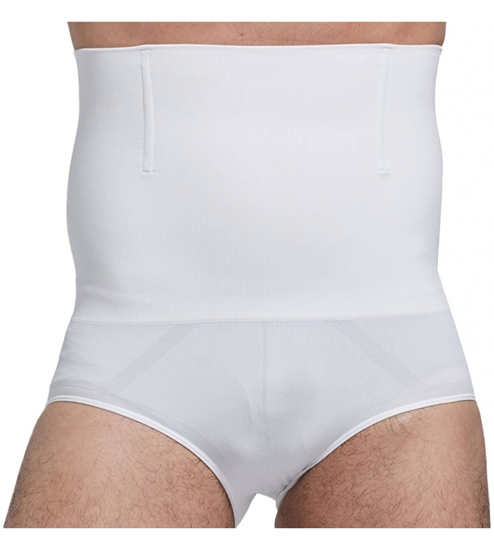 Shapewear Men's Slimming High Waist Body Shaper Boxer Briefs Tummy Control Shapewear Girdle - White - C118CYWROW3 $22.84