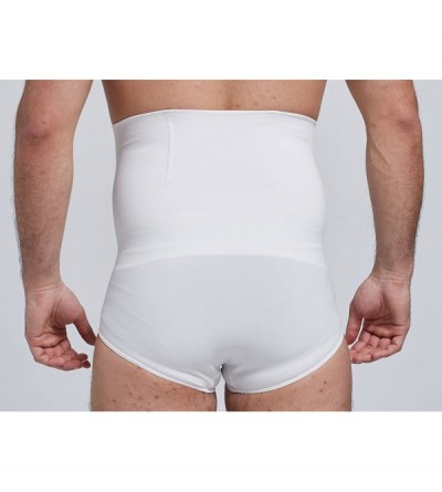 Shapewear Men's Slimming High Waist Body Shaper Boxer Briefs Tummy Control Shapewear Girdle - White - C118CYWROW3 $22.84