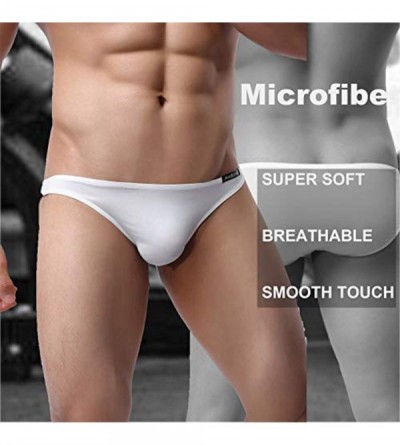 Bikinis Underwear Men's 4 Pack Classic Low Rise Stretchy Hip Briefs Bikini - White-4 Pack - CN12GTRFB99 $14.83