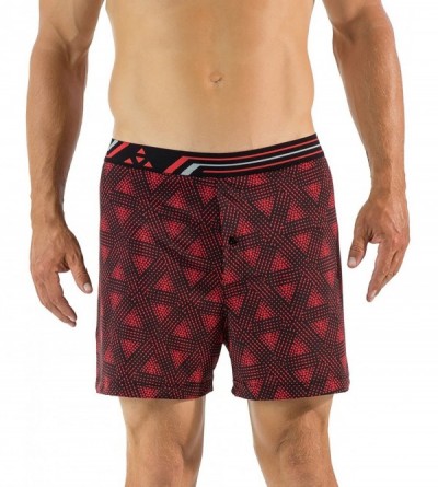 Boxer Briefs Men's Active Wicking Performance Boxers Shorts - Tribal Energy Black/Red - C612KBTM14T $35.69